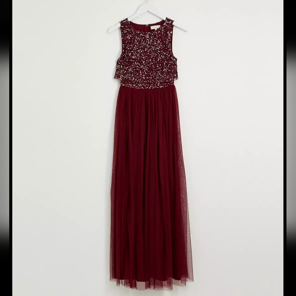 ASOS Maya Petite Bridesmaid delicate sequin 2 in 1 maxi dress - Picture 4 of 13